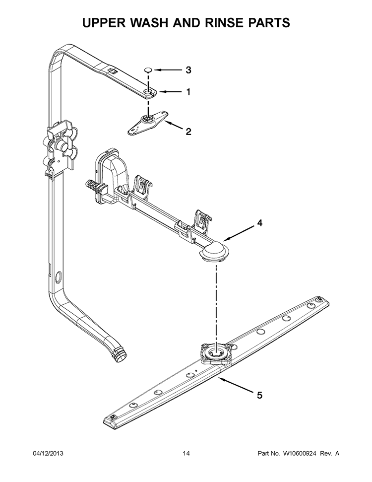 UPPER WASH AND RINSE PARTS Diagram and Parts List for WDF750SAYB2  Whirlpool Dishwasher
