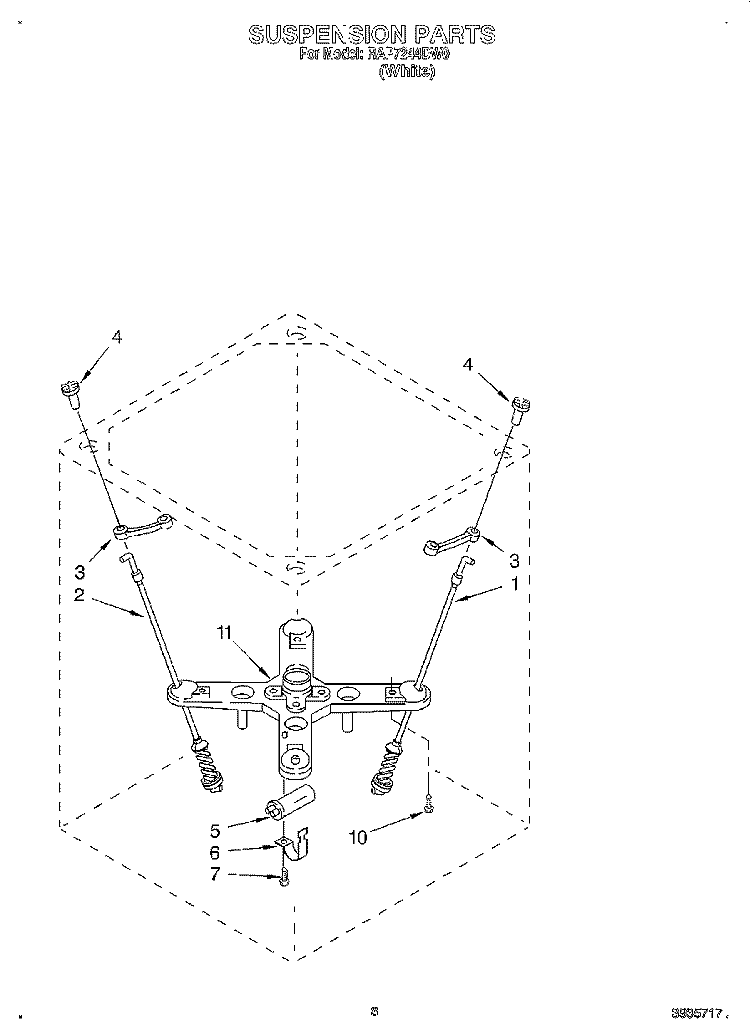 SUSPENSION Diagram and Parts List for RAP7244DW0  Whirlpool Washer