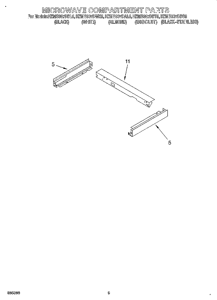 MICROWAVE COMPARTMENT Diagram and Parts List for KEMS307DBS6  KitchenAid Microwave Oven Combo