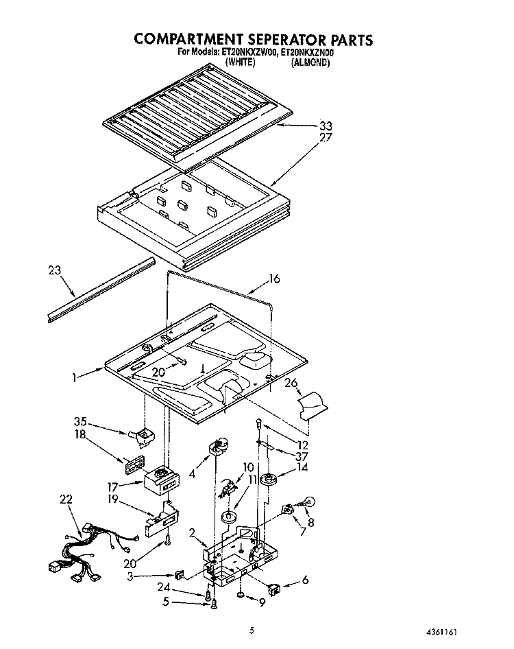 COMPARTMENT SEPARATOR Diagram and Parts List for ET20NKXZN00  Whirlpool Refrigerator
