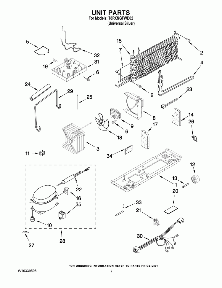 UNIT PARTS Diagram and Parts List for T8RXNGFWD02  Estate Refrigerator