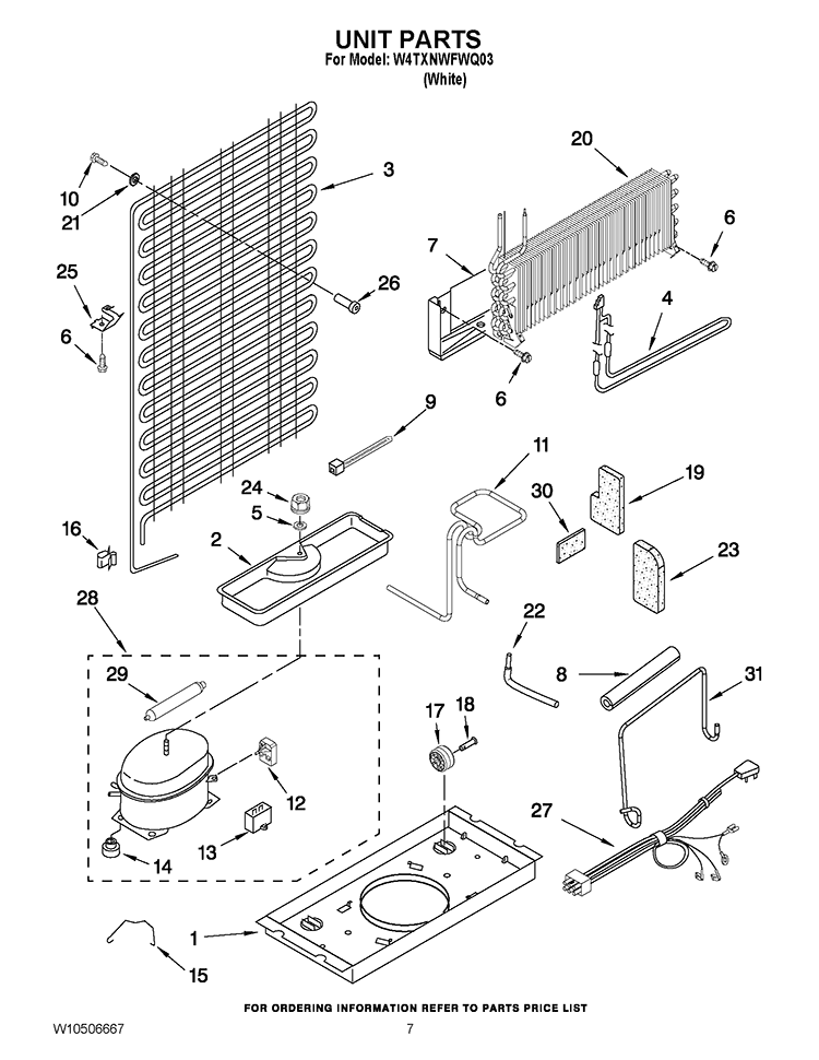 UNIT PARTS Diagram and Parts List for W4TXNWFWQ03  Whirlpool Refrigerator