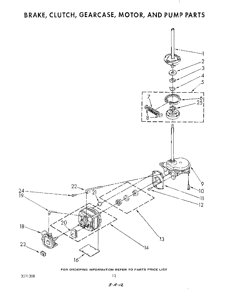 BRAKE, CLUTCH, GEARCASE, MOTOR AND PUMP Diagram and Parts List for KGLC500TAL1  KitchenAid Washer Dryer Combo