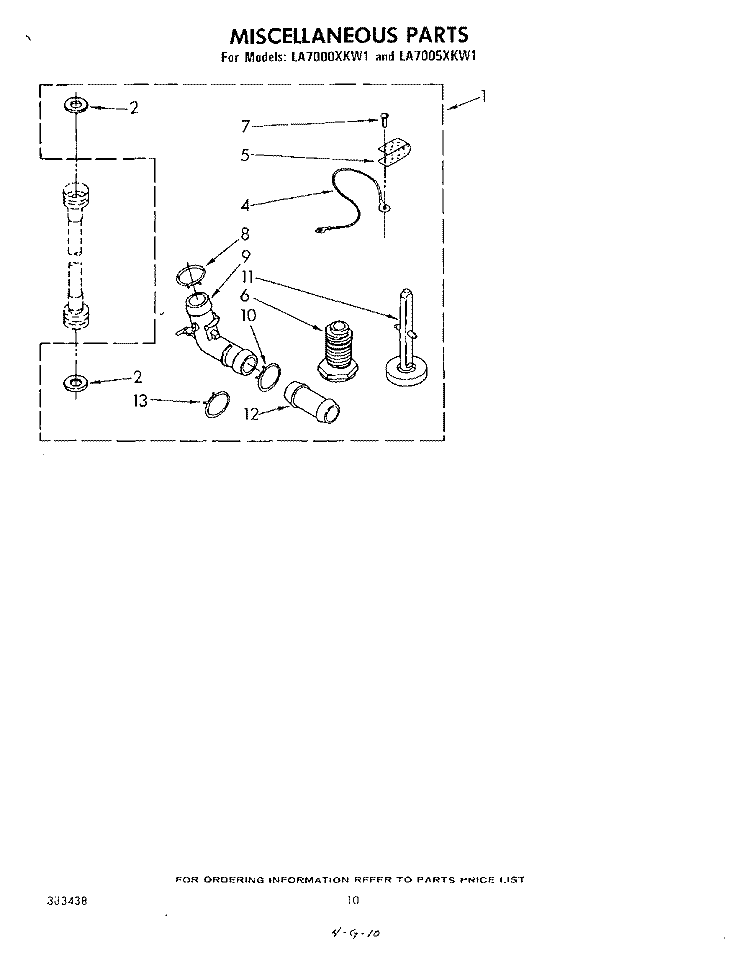 MISCELLANEOUS , LITERATURE AND OPTIONAL Diagram and Parts List for LA7000XKW1  Whirlpool Washer