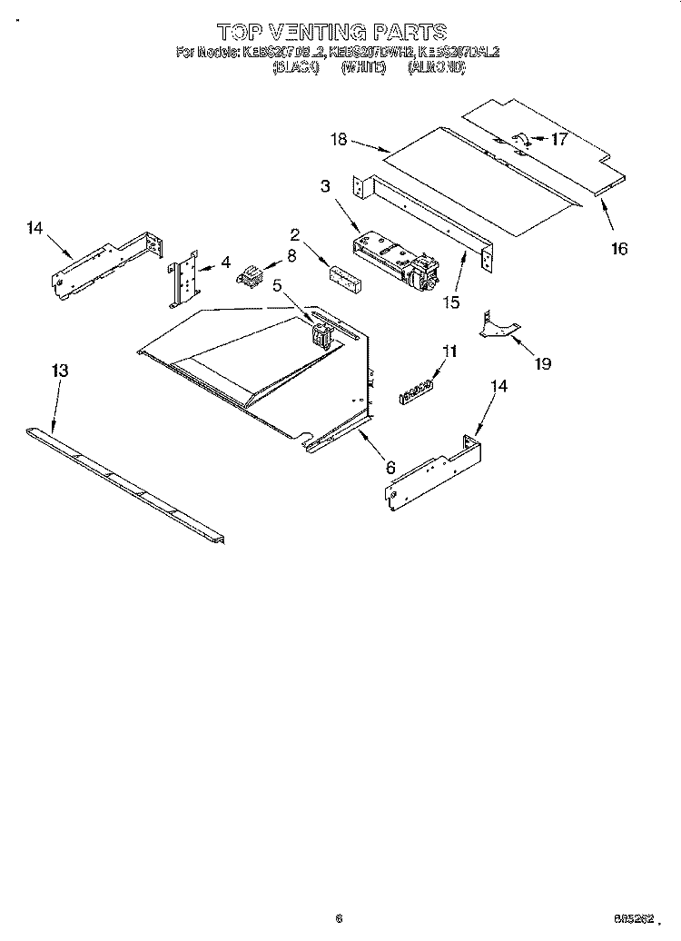 TOP VENTING, OPTIONAL Diagram and Parts List for KEBS207DBL2  KitchenAid Wall Oven