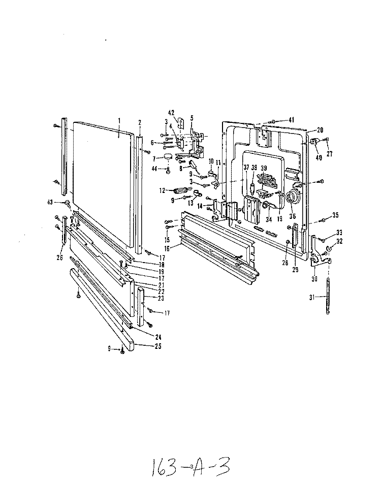 DOOR Diagram and Parts List for 8595W00  Roper Dishwasher