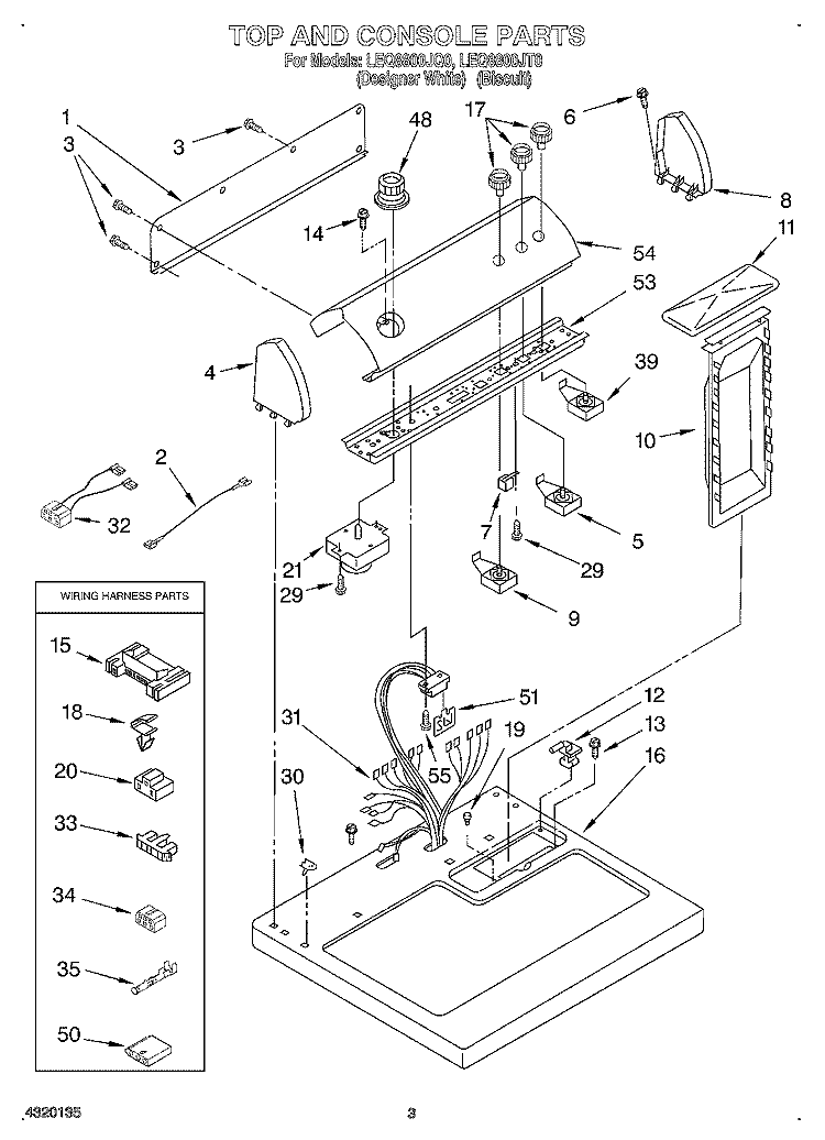 SECTION Diagram and Parts List for LEQ8800JQ0  Whirlpool Dryer