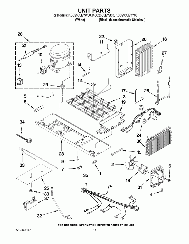 UNIT PARTS Diagram and Parts List for KSC23C8EYB00  KitchenAid Refrigerator
