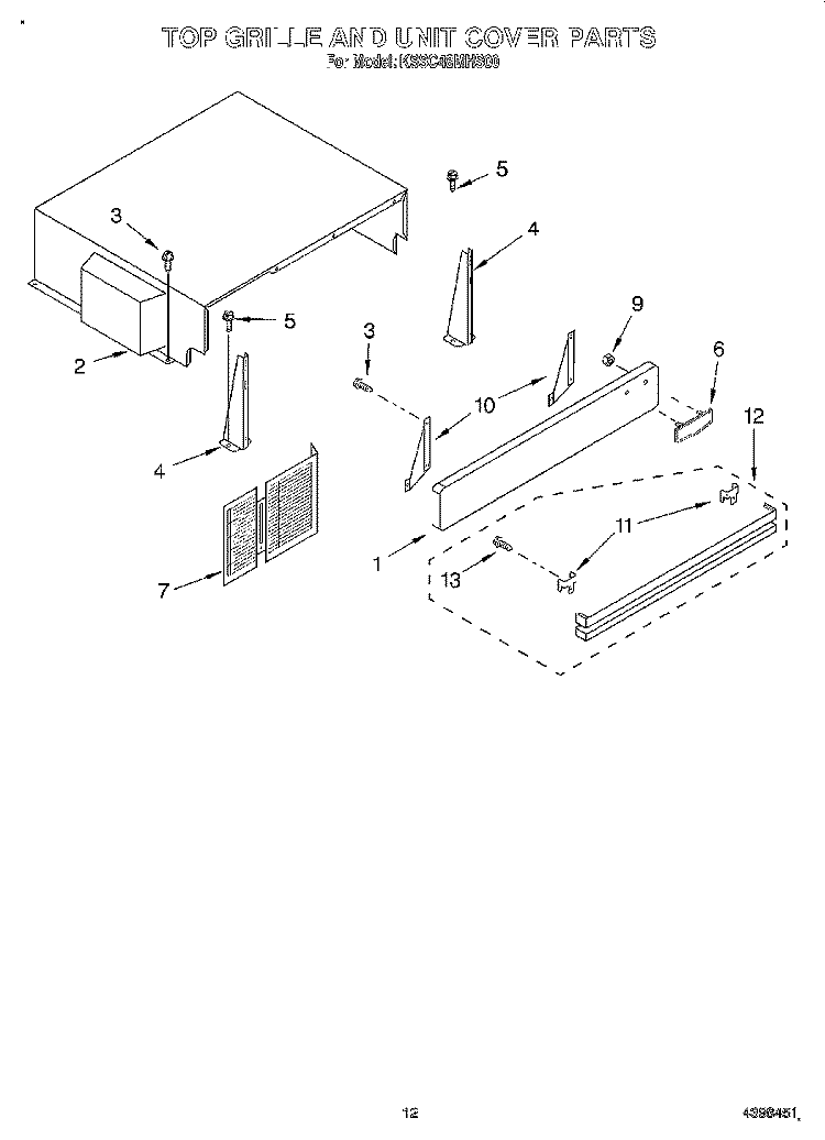TOP GRILLE AND UNIT COVER Diagram and Parts List for KSSC48MHS00  KitchenAid Refrigerator