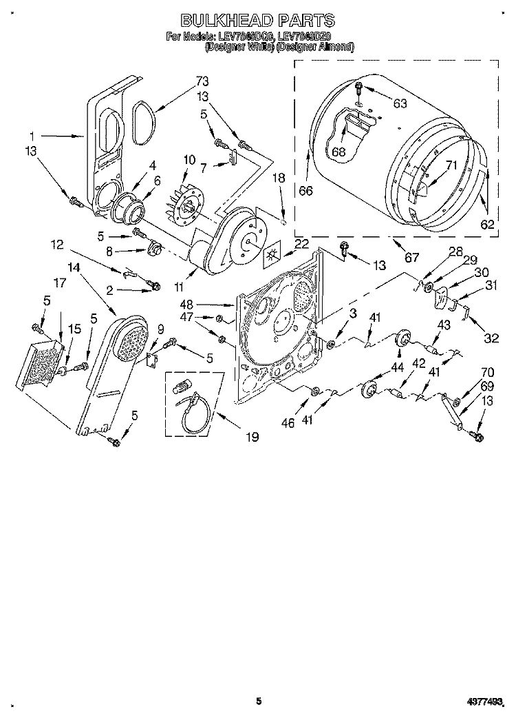 SECTION Diagram and Parts List for LEV7848DZ0  Whirlpool Dryer