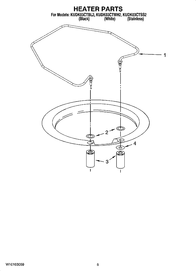 HEATER PARTS Diagram and Parts List for KUDK03CTSS2  KitchenAid Dishwasher