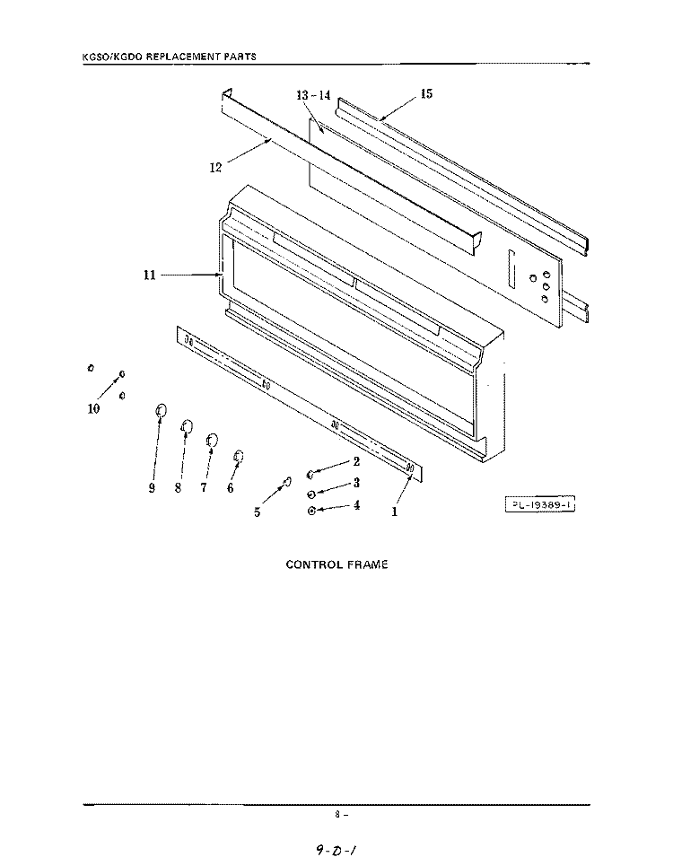 CONTROL FRAME Diagram and Parts List for KGDO245EE  KitchenAid Wall Oven