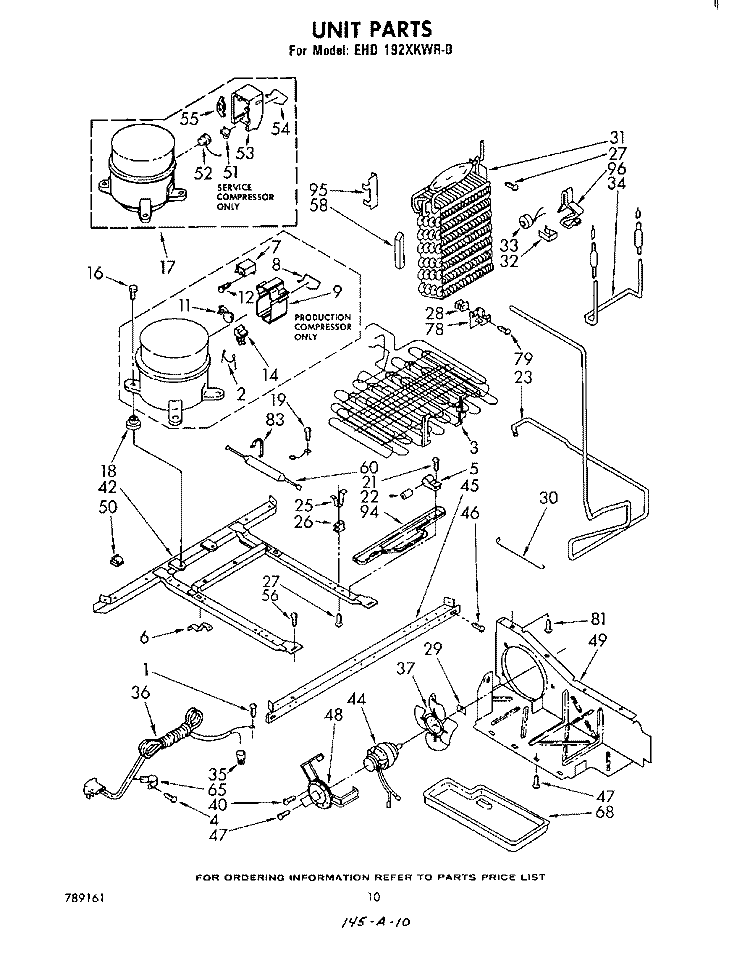 UNIT Diagram and Parts List for EHD192XKWR0  Whirlpool Refrigerator