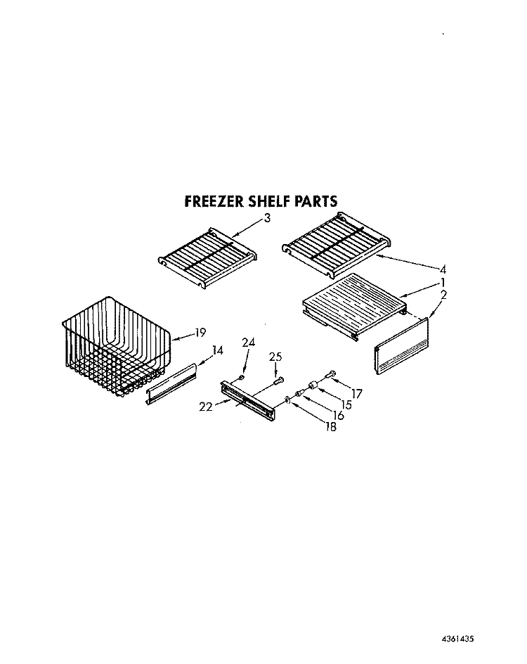 FREEZER SHELF Diagram and Parts List for KSSS48DAW00  KitchenAid Refrigerator