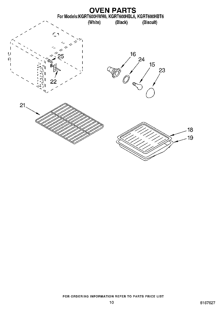OVEN Diagram and Parts List for KGRT600HBL6  KitchenAid Range