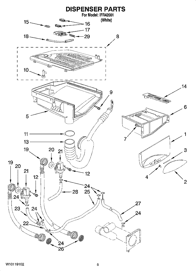 DISPENSER PARTS Diagram and Parts List for IFR42001  Inglis Washer