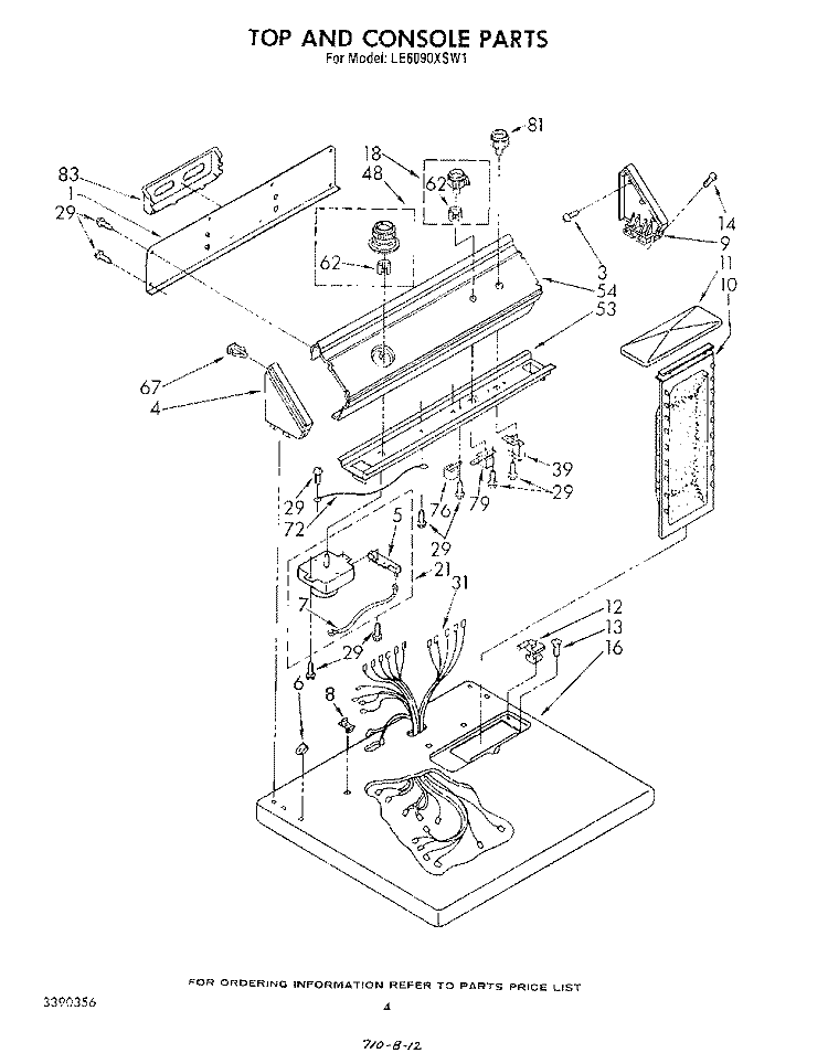 SECTION Diagram and Parts List for LE6090XSW1  Whirlpool Dryer