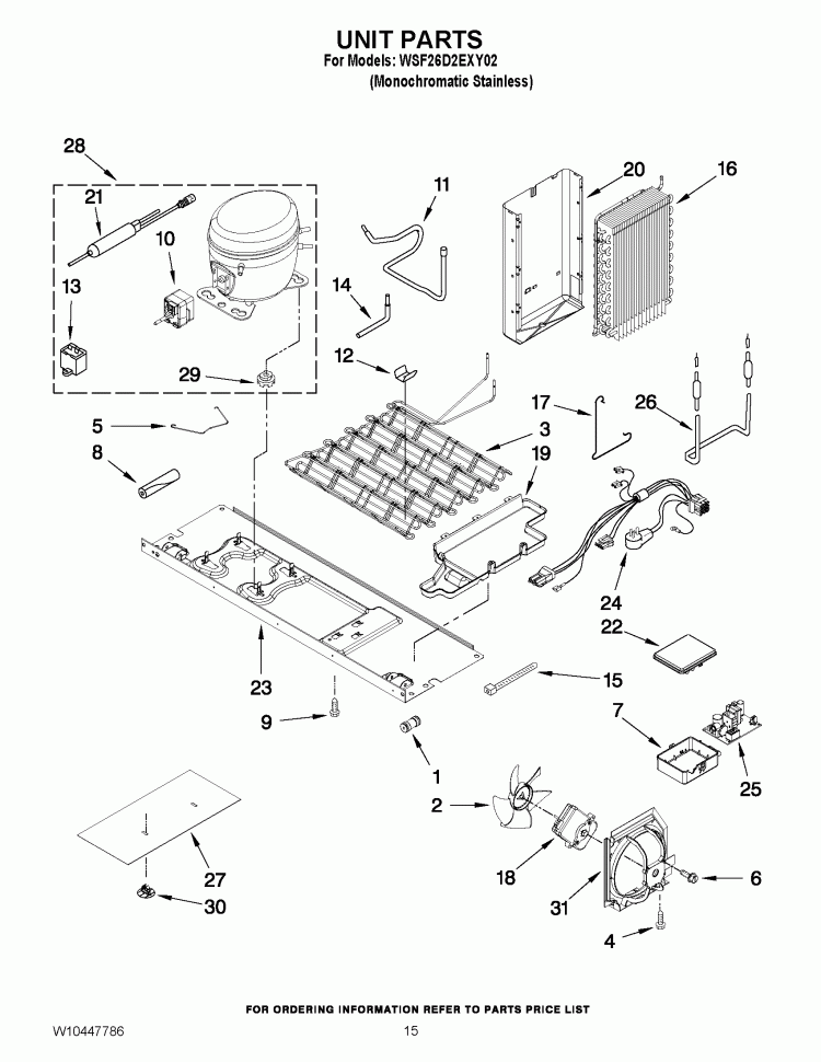 UNIT PARTS Diagram and Parts List for WSF26D2EXY02  Whirlpool Refrigerator