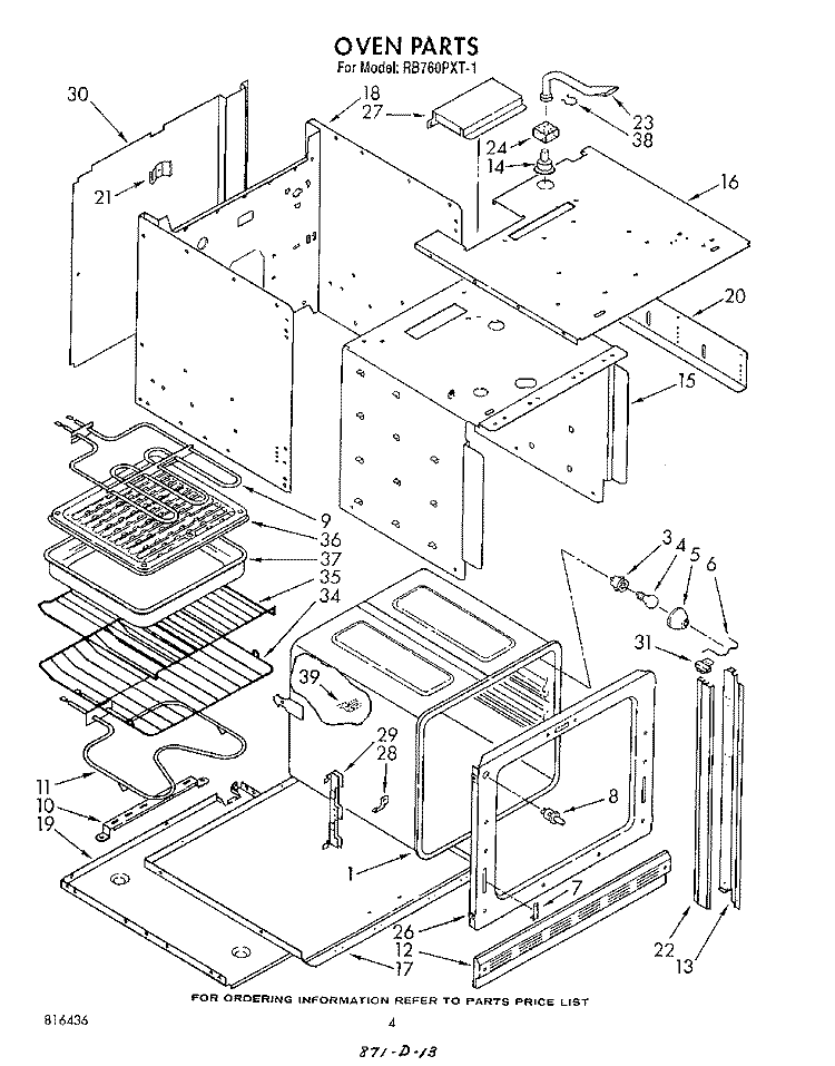 SECTION Diagram and Parts List for RB760PXT1  Whirlpool Range