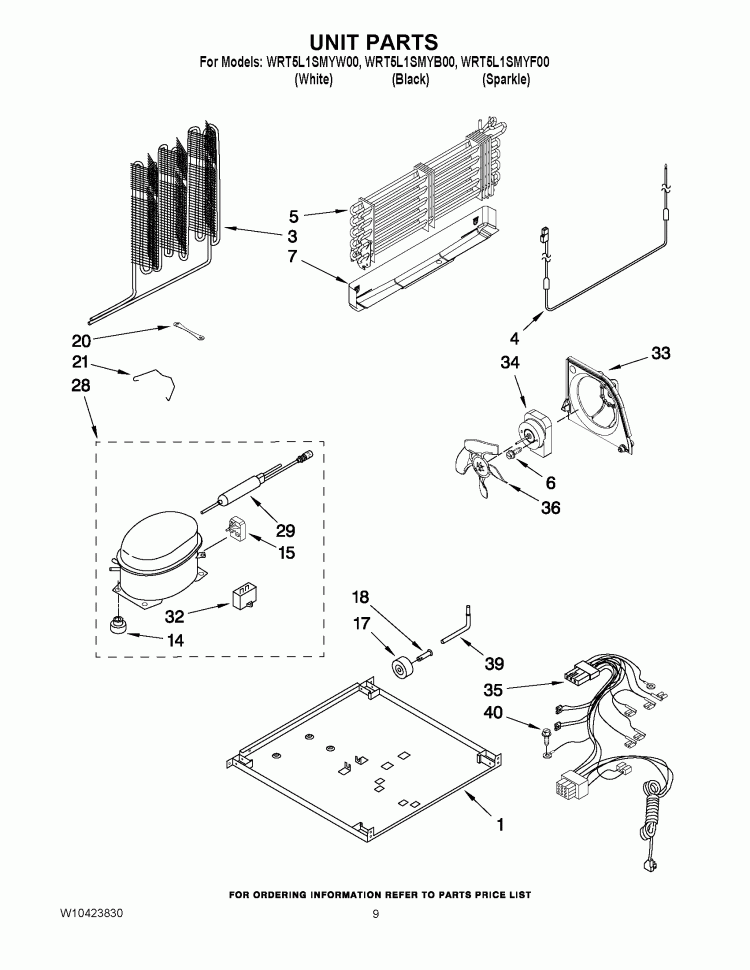 UNIT PARTS Diagram and Parts List for WRT5L1SMYB00  Whirlpool Refrigerator