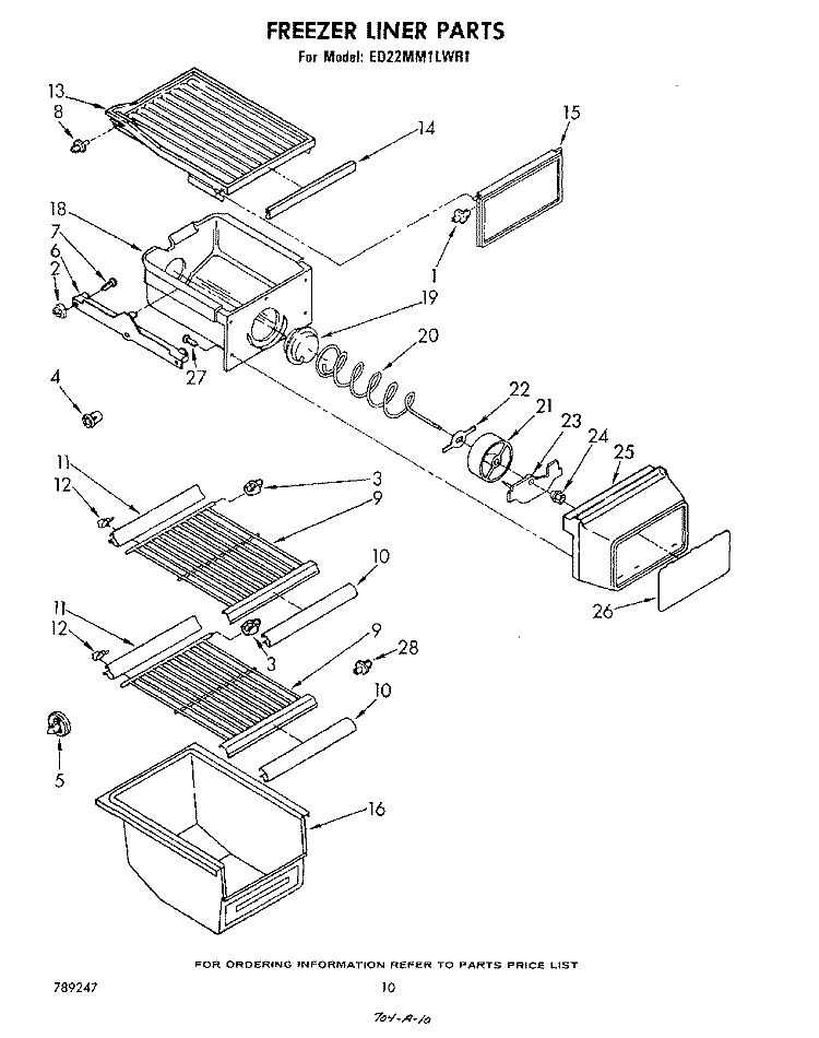 FREEZER LINER Diagram and Parts List for ED22MM1LWR1  Whirlpool Refrigerator
