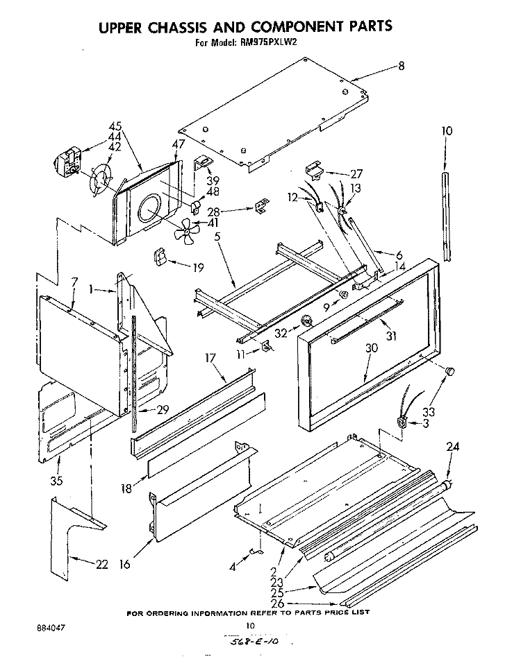 UPPER CHASSIS AND COMPONENT Diagram and Parts List for RM975PXLW2  Whirlpool Microwave Oven Combo