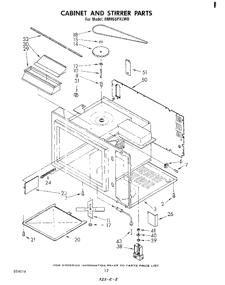 CABINET AND STIRRER Diagram and Parts List for RM955PXLW0  Whirlpool Microwave Oven Combo