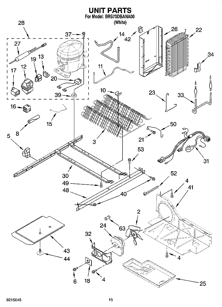 UNIT PARTS Diagram and Parts List for BRS70DBANA00  Whirlpool Refrigerator