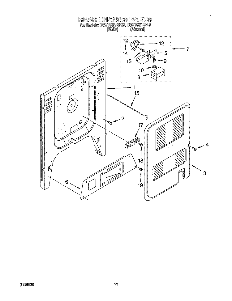 REAR CHASSIS, OPTIONAL Diagram and Parts List for KGRT600HAL3  KitchenAid Range