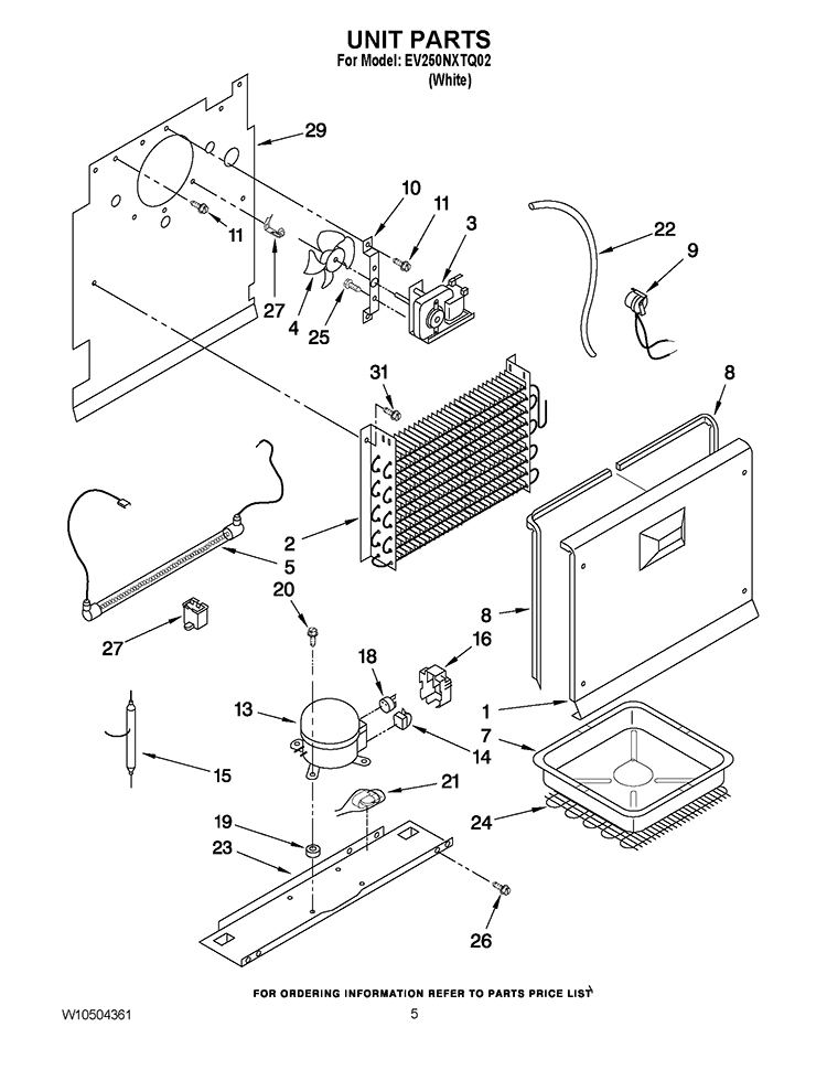 UNIT PARTS Diagram and Parts List for EV250NXTQ02  Whirlpool Freezer