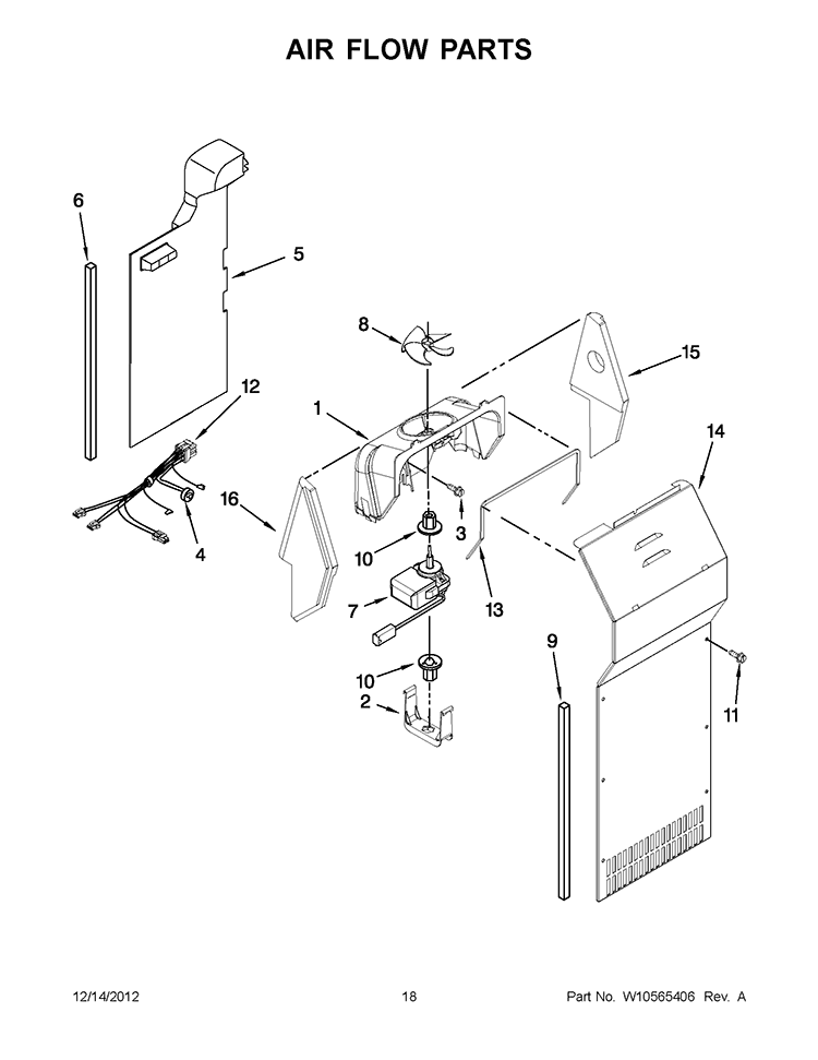 AIR FLOW PARTS Diagram and Parts List for ISF25D2XBM00  Whirlpool Refrigerator