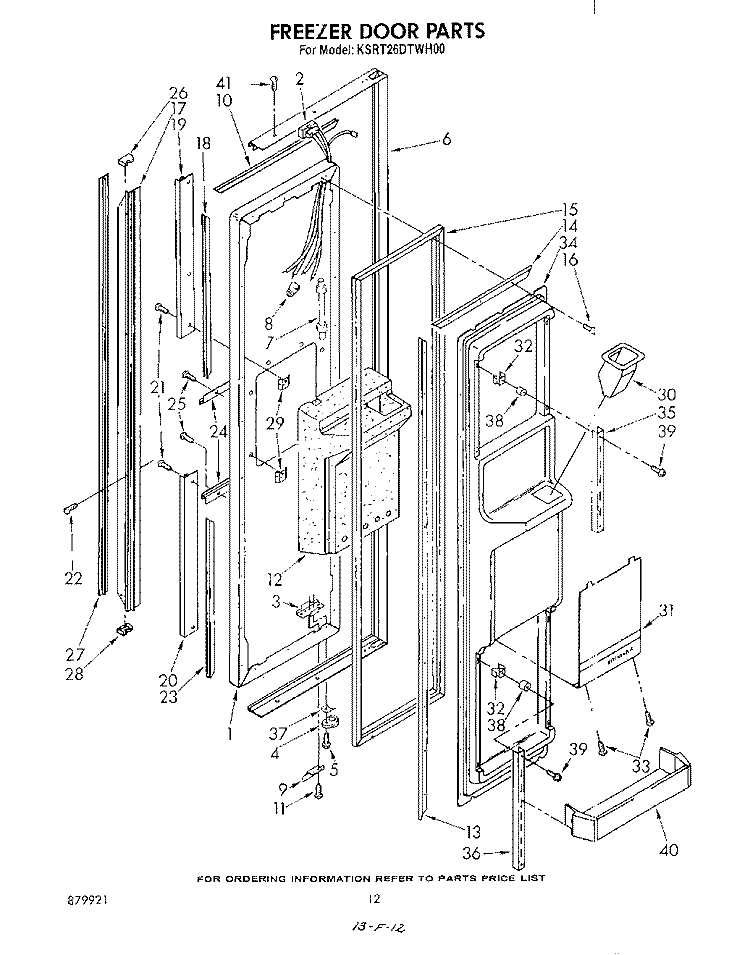 FREEZER DOOR Diagram and Parts List for KSRT26DTWH00  KitchenAid Refrigerator