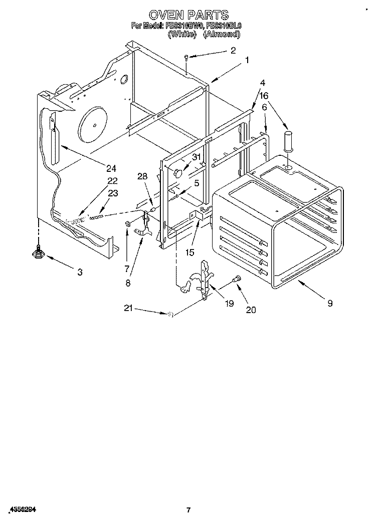 OVEN Diagram and Parts List for FES310BL0  Roper Range