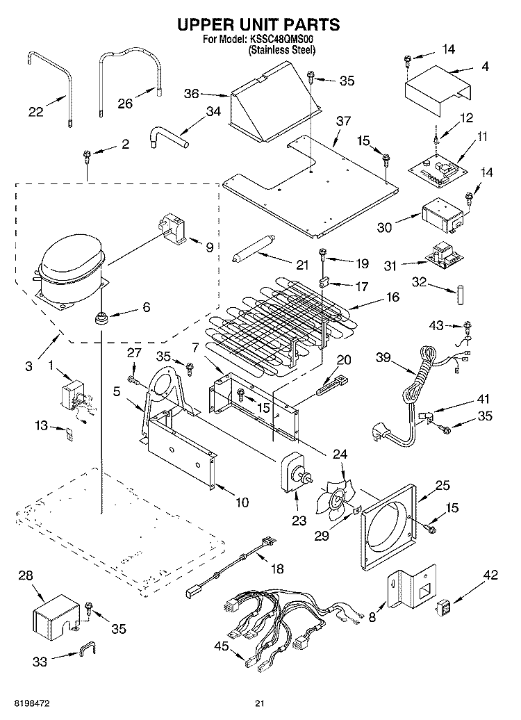UPPER UNIT PARTS Diagram and Parts List for KSSC48QMS00  KitchenAid Refrigerator