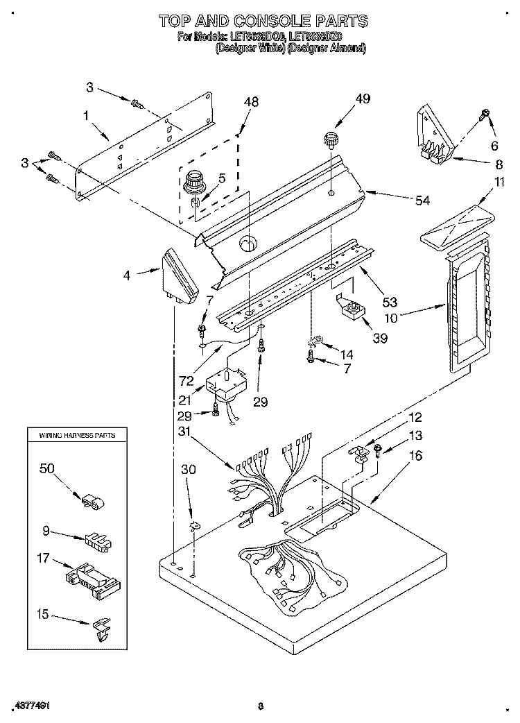 SECTION Diagram and Parts List for LET6638DQ0  Whirlpool Dryer