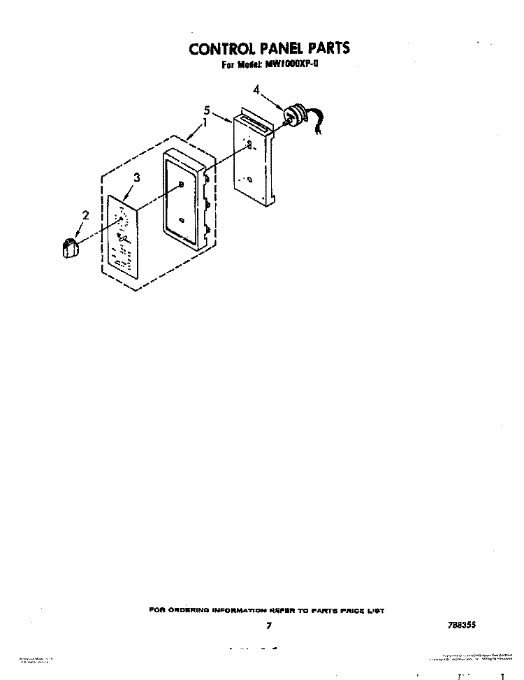 CONTROL PANEL, LIT/OPTIONAL Diagram and Parts List for MW1000XP0  Whirlpool Microwave