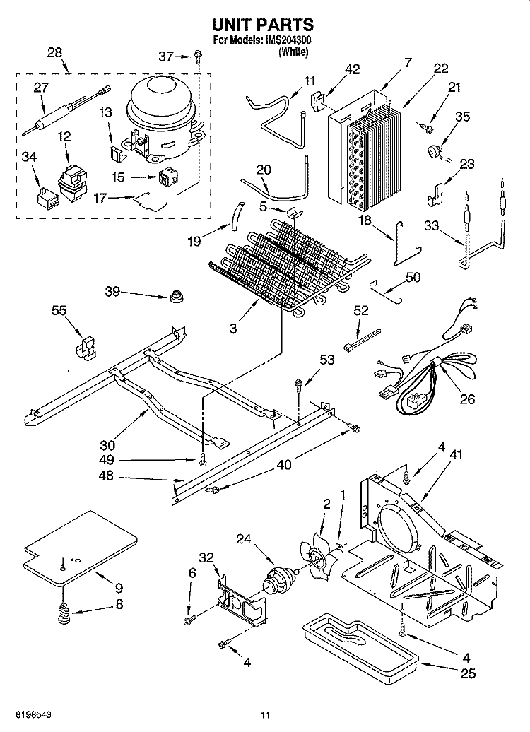 UNIT PARTS Diagram and Parts List for IMS204300  Inglis Refrigerator
