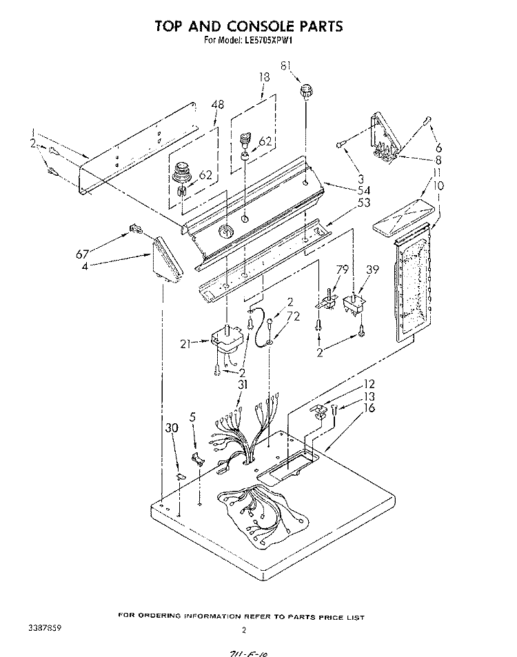 SECTION Diagram and Parts List for LE5705XPW1  Whirlpool Dryer