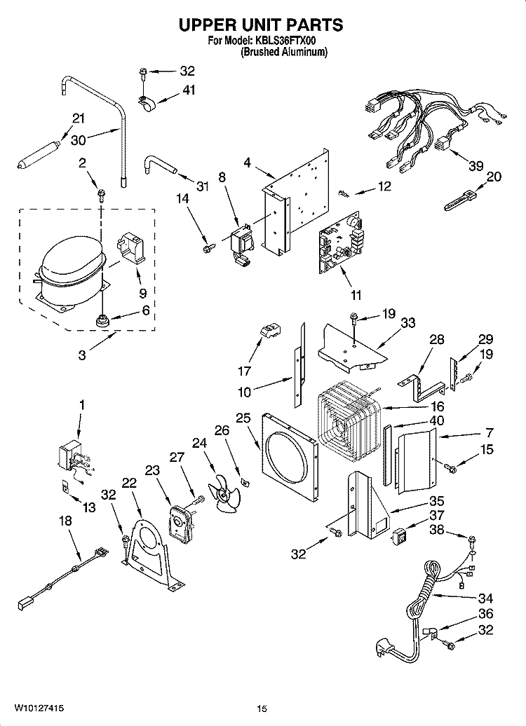 UPPER UNIT PARTS Diagram and Parts List for KBLS36FTX00  KitchenAid Refrigerator