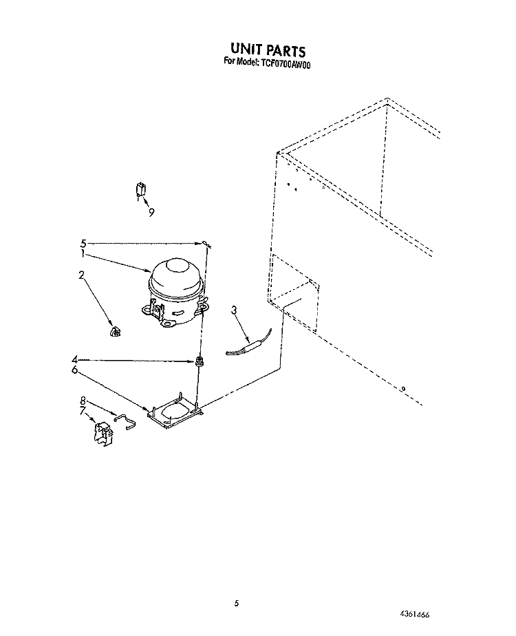 SECTION Diagram and Parts List for TCF0700AW00  Whirlpool Freezer