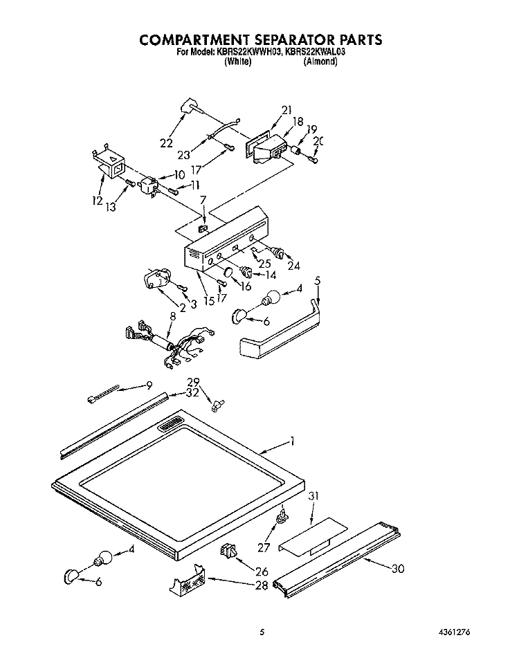 COMPARTMENT SEPARATOR Diagram and Parts List for KBRS22KWAL03  KitchenAid Refrigerator