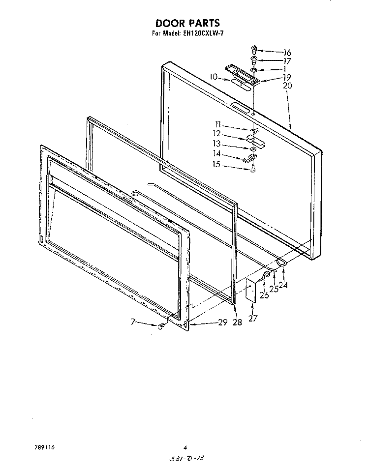SECTION Diagram and Parts List for EH120CXLW7  Whirlpool Freezer