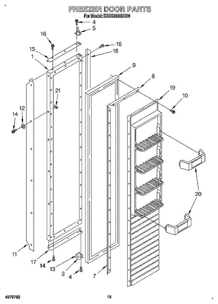 FREEZER DOOR Diagram and Parts List for KSSS36MDX00  KitchenAid Refrigerator