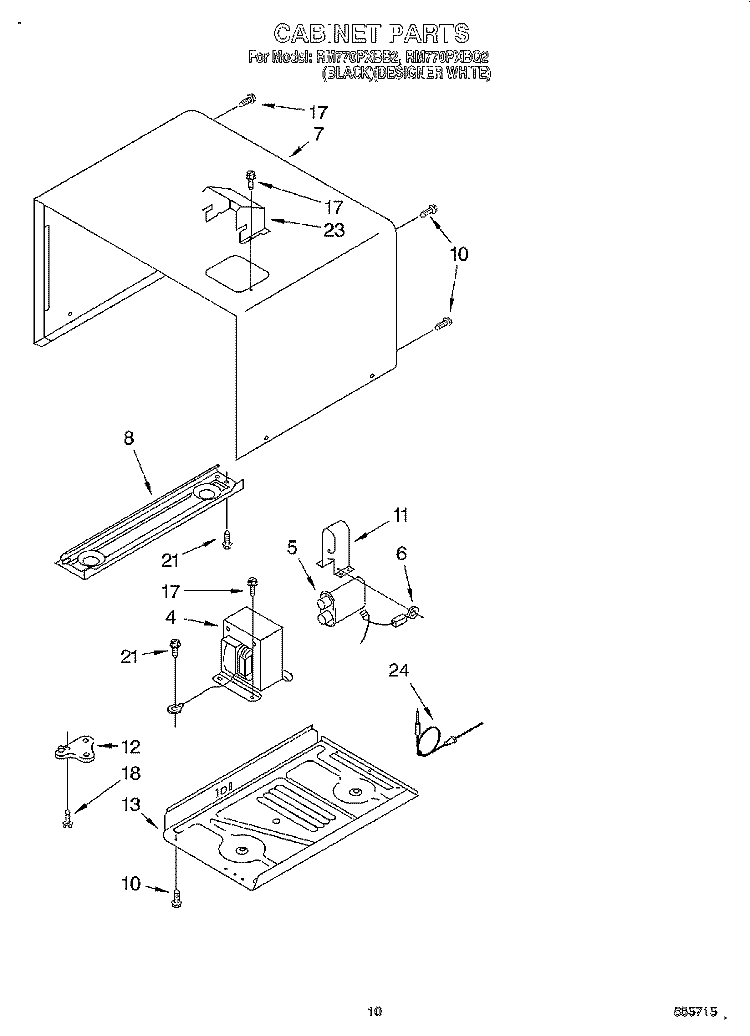 CABINET Diagram and Parts List for RM770PXBB2  Whirlpool Wall Oven