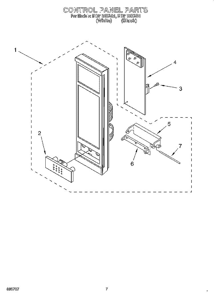 CONTROL PANEL Diagram and Parts List for MC8130XAQ1  Whirlpool Wall Oven