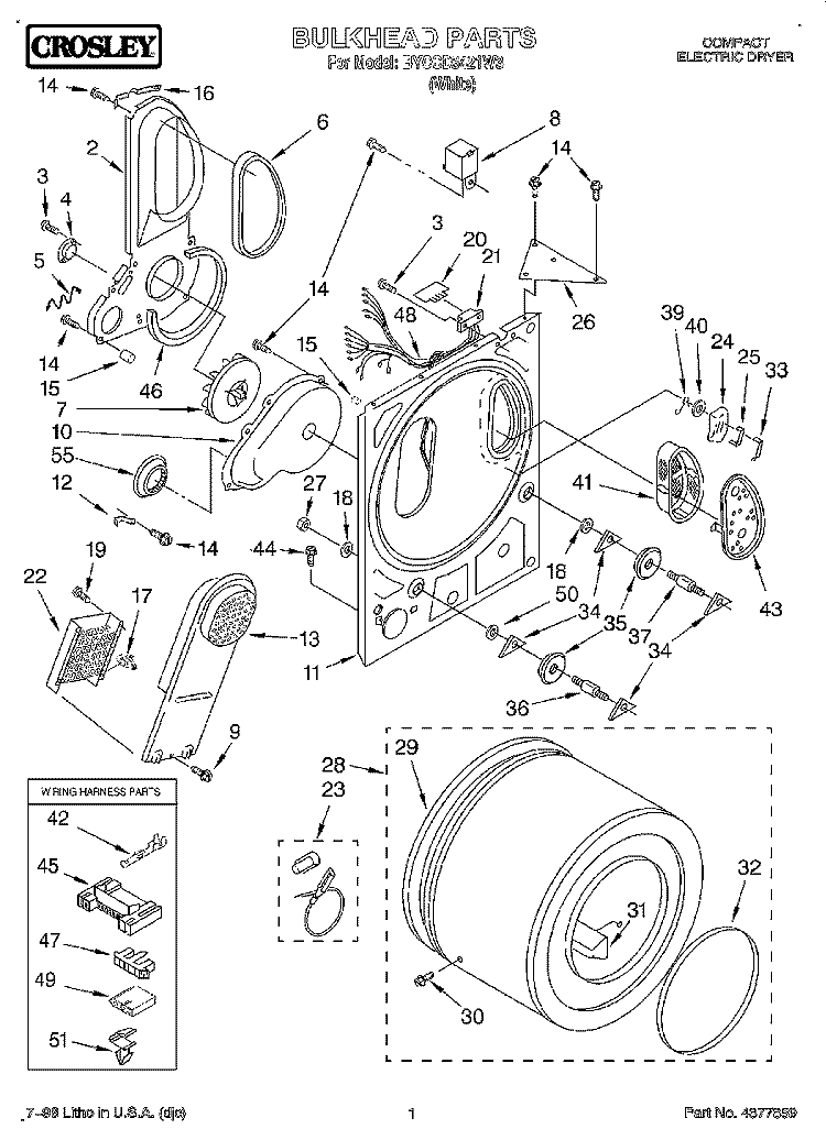 SECTION Diagram and Parts List for BYCCD3421W3  Whirlpool Dryer