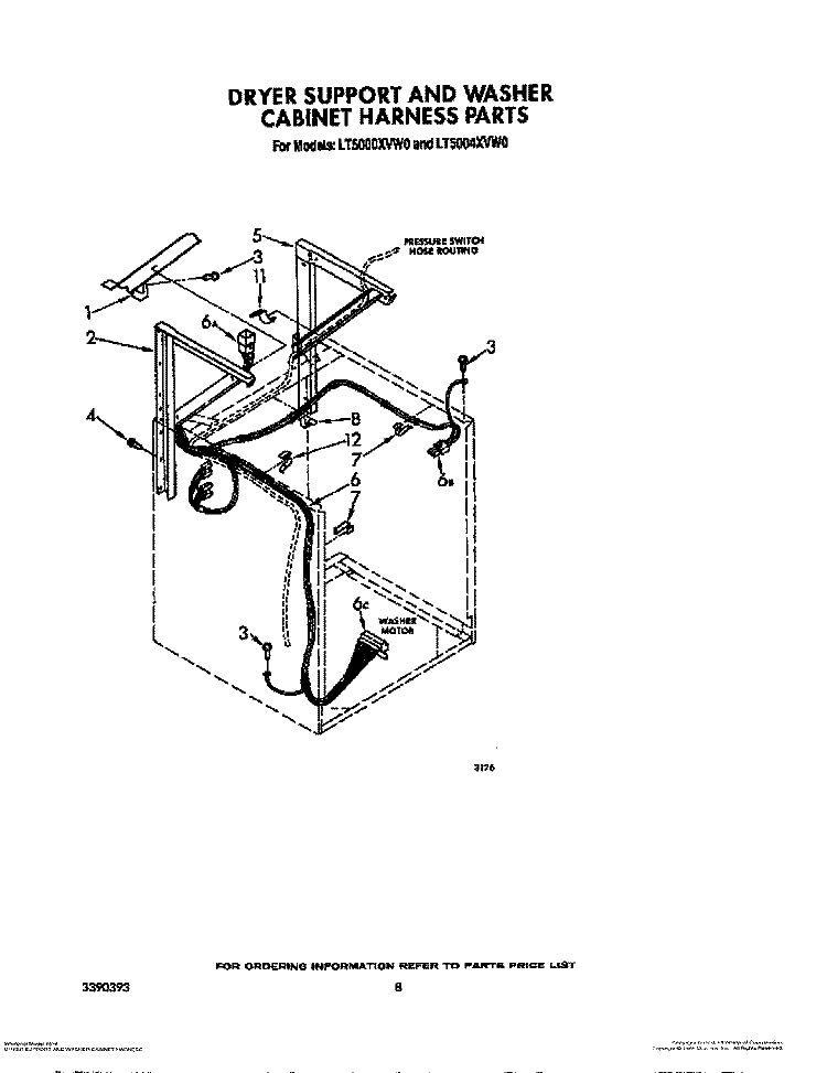 DRYER SUPPORT AND WASHER CABINET HA Diagram and Parts List for LT5000XVW0  Whirlpool Washer Dryer Combo