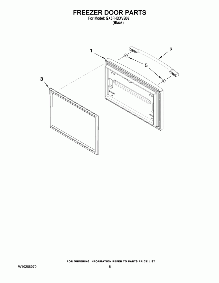 FREEZER DOOR PARTS Diagram and Parts List for GX5FHDXVB02  Whirlpool Refrigerator