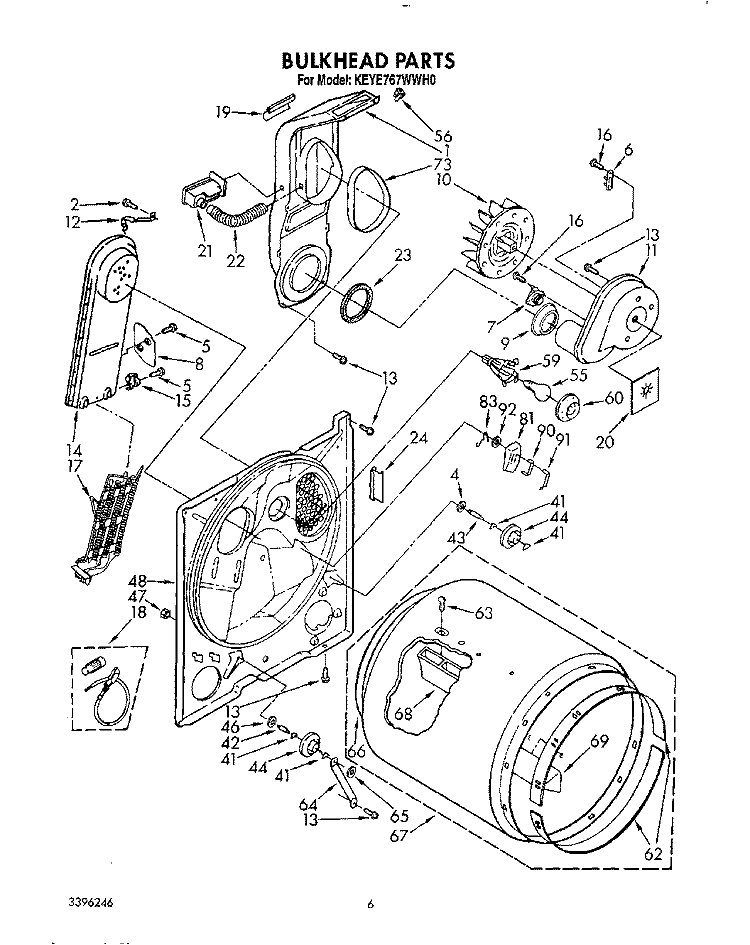 SECTION Diagram and Parts List for KEYE767WWH0  KitchenAid Dryer
