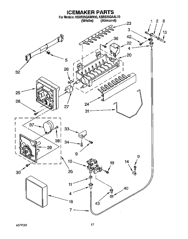 ICEMAKER Diagram and Parts List for KSRS25QAAL10  KitchenAid Refrigerator